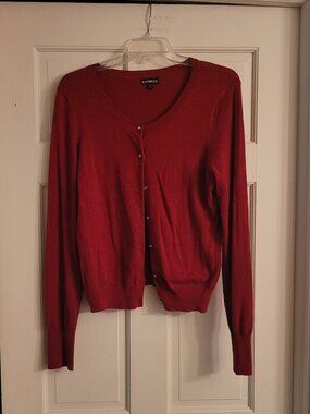 Express Red Cardigan with "Diamond" buttons, size L